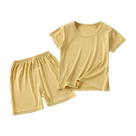 

UPPADA Summer Savings Infant Girl Solid Color Comfy 2 Piece Set Baby Sweatsuit Short Sleeve Shirts with Shorts Toddler Girl Clothes Toddler Outfits for Boys