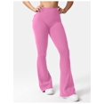 thumbnail image 3 of Flare Leggings with Pockets for Women Scrunch Workout Leggings Butt Lifting Gym Yoga Pants Work Pants Light Pink XL, 3 of 6