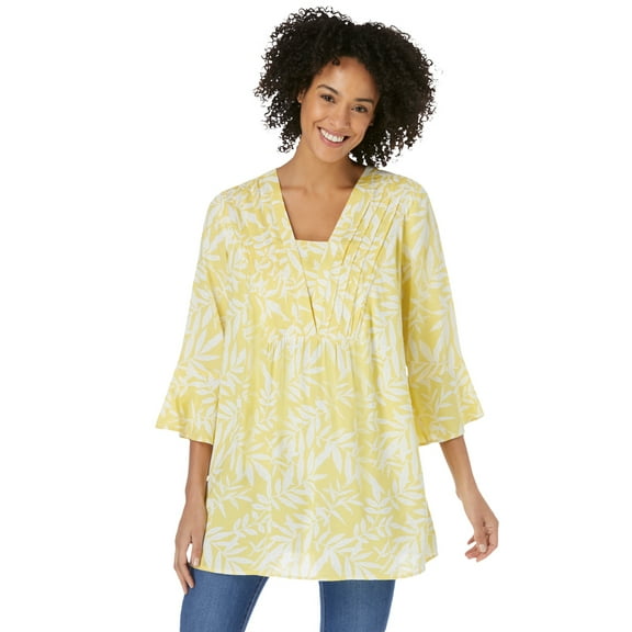 Woman Within Plus Size Bell-Sleeve V-Neck Tunic