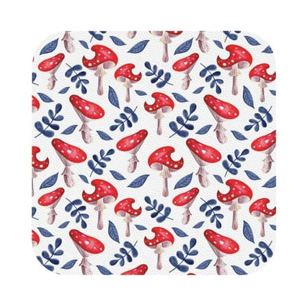 

Matuu Forest Mushrooms1 for Cup Coasters Set of 6 Leather Coasters Desk Coasters for Office Measures 4” x 4” Square