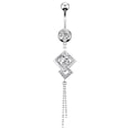 thumbnail image 1 of Navel Ring Rhinestone Square Stainless Steel Body Piercing Jewelry Belly Ring, 1 of 10