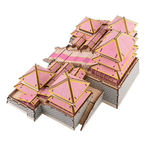 Fosa 3D Puzzle Toy,DIY Kid 3D Puzzle Chinese House Model Wooden Accessory Assembled Jigsaw Intelligent Toy, 3D Jigsaw