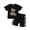 Black, variant on Gunia Kids Toddler Boys Summer Outfits Stylish Bear Embroidery Girls Short Sleeve Striped Shorts Two Piece Playwear Clothes Set 3-10 Years