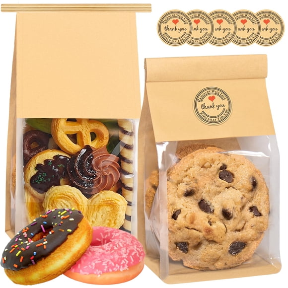 Bolsas para galletas GOULIKFUL, paquete de 50 unidades con cierre, 21 x 10 x 8 cm, con ventana