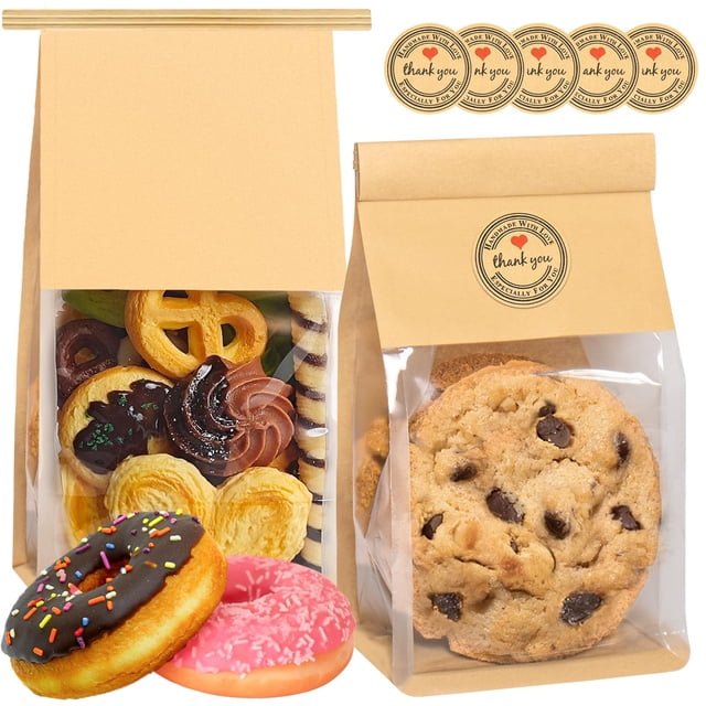 Bolsas para galletas GOULIKFUL, paquete de 50 unidades con cierre, 21 x 10 x 8 cm, con ventana