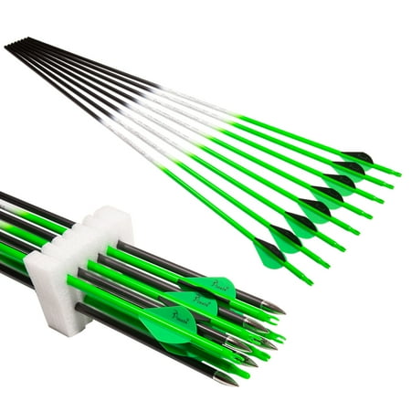 Archery Carbon Arrow 30 inch 300 400 Spine Green Practice Hunting Arrows for Compound Recurve Bow 12PCS 400