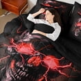 thumbnail image 4 of Castle Fairy Gothic Skull Twin Bedding Sets 7-Piece for Boys Girls,Abstract Green Lightning Bedding Comforter Set Microfiber,Exotic Style Breathable Sheet Sets,Ultra Soft Home Decor,Reversible, 4 of 8
