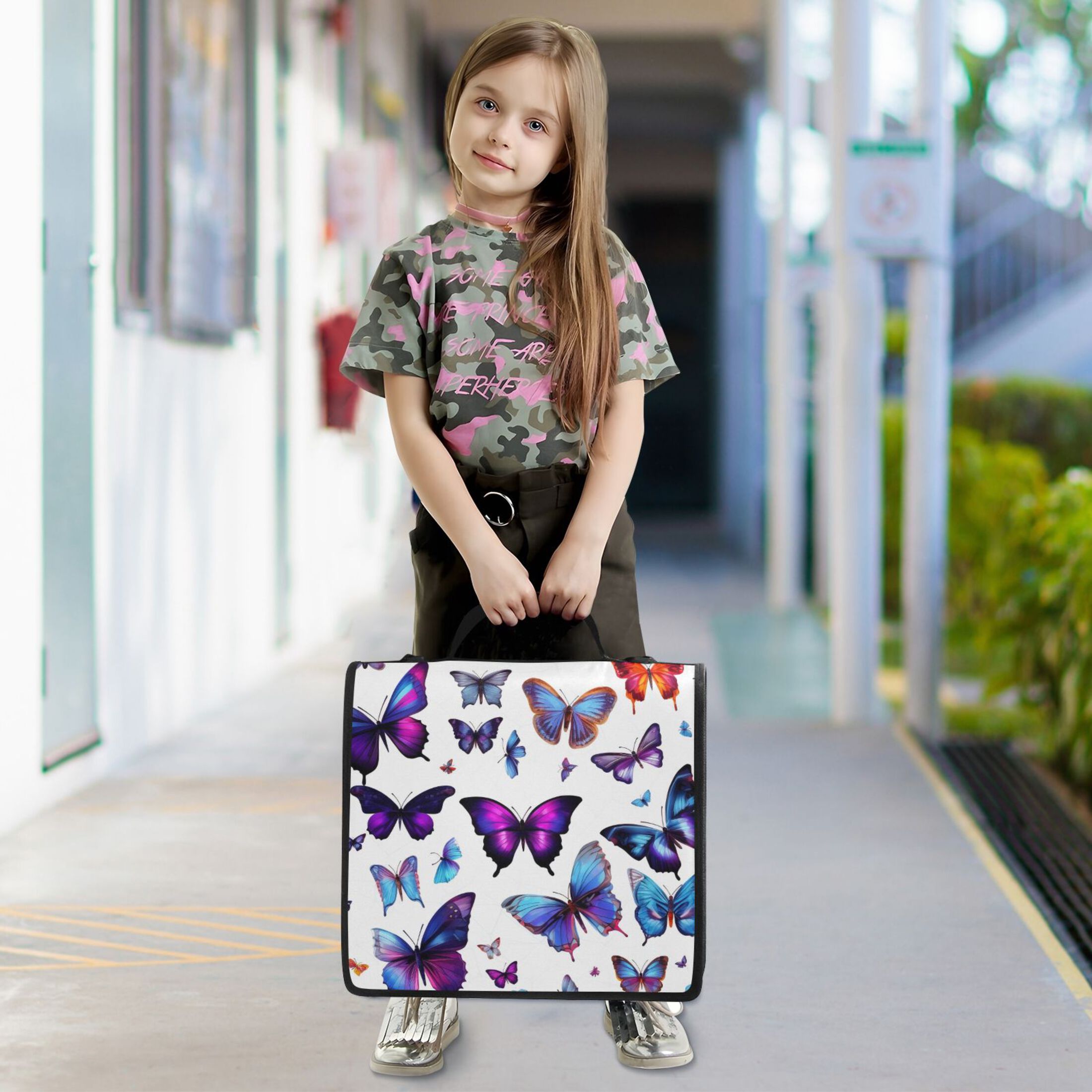ALAZA Zipper Binder Butterfly 3 Ring Trapper Keeper File Folder Organizer Bag