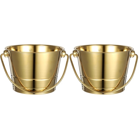 Hemoton 2pcs  Stainless Steel Wine Bottle Cooling Bucket Ice Cubes Bucket Container Handheld Metal Small Bucket