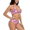 thumbnail image 2 of Daiia Rabbit Holding Flowers Women's Bikini Set Two Piece Swimsuit High Waisted Bikini Adjustable Straps Bikini Perfect for Beach, Pool, and Summer Vacation-, 2 of 9