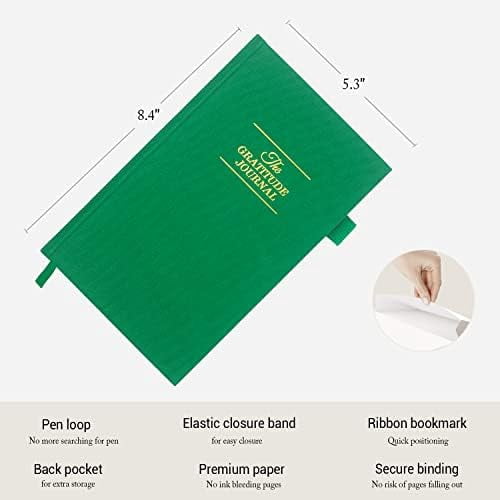 The Gratitude Journal: Inspire Thankfulness, Mindfulness, Positivity, Happiness,Upgraded with Pen Holder, Inner Pocket & Elastic Closure Band (Earth Green)