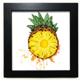 thumbnail image 1 of Amarillo piña fruta tropical Mesa de pared con marco cuadrado negro, 1 of 4