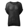 thumbnail image 5 of Crochet Coverups for Women Summer Cap Sleeve Hollow Out Casual Cruise Beach Vacation Tops Knit Pullover Sweater Black M, 5 of 7