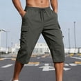 thumbnail image 2 of biudgviw Men's Cargo Shorts Elastic Waist Casual Baggy Capri Pants Lightweight Outdoor Below Knee Length Workwear Shorts with Multi Pockets, 2 of 7