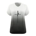 thumbnail image 3 of OKBOP Ladies Tops and Blouses Black Short Sleeve Crucifix Gradient V-Neck T-Shirts Womens Shirts Plus Size, 3 of 3