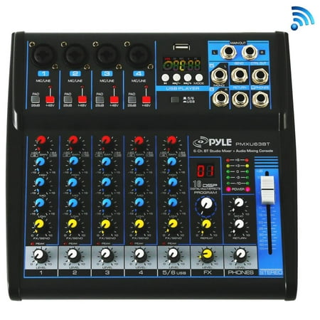 Pyle PMXU63BT - 6-Ch. Bluetooth Studio Mixer - DJ Controller Audio Mixing Console (Best Cheap Dj Mixer)