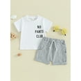 thumbnail image 2 of JYYYBF Toddler Boy Shorts Set Letter Print Short Sleeve T-Shirt with Solid Color Shorts 2Pcs Baby Outfit, 2 of 6