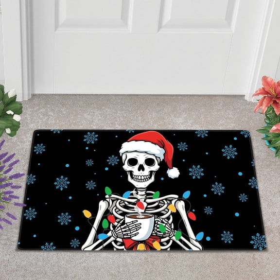 Lotusprinthandmade Funny Skeleton Graphic Christmas Doormat 6 Sizes (15" x 25")