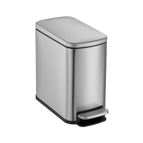 Simpli-Magic Bathroom Trash Can, 1.6 Gallon Stainless Steel Soft Close Step Garbage Bin with Lid, Silver