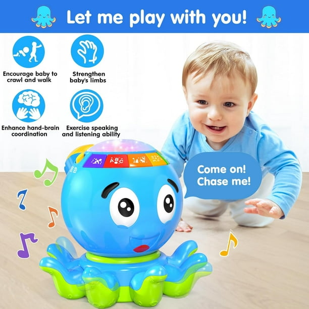 Pulpo Interactivo Bailarín Con Luz LED Y Música – Sensor De Obstáculos, Dos Modos De Juego – Juguete De Arrastre Para Bebés – Regalo Educativo