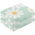 thumbnail image 2 of GZHJMY Face Hand Towel Set Daisy Flower Field on Mint Green Background Washcloth Washcloths, Quick-Dry Highly Absorbent Bath Towel- Pack of 2, 2 of 7