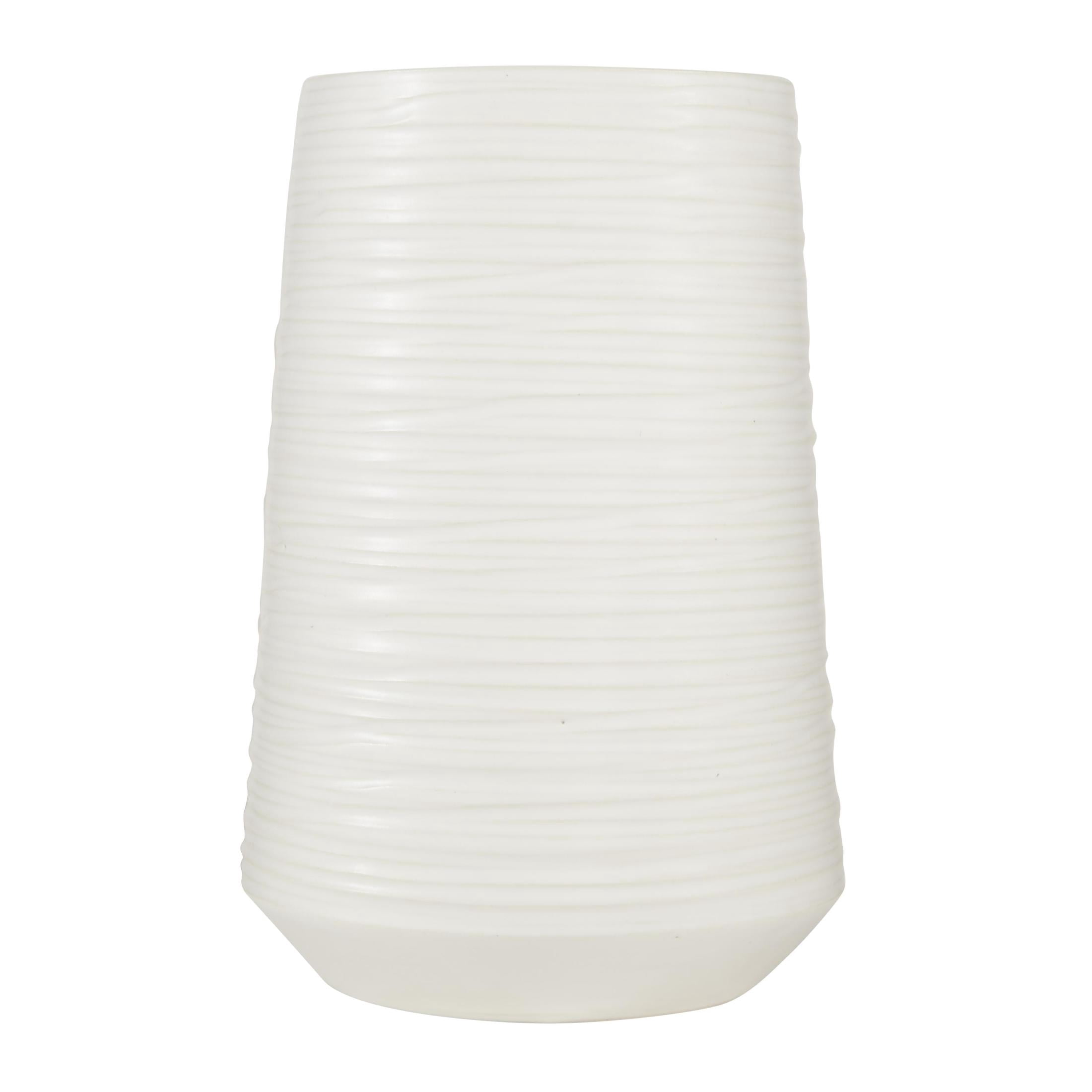 CosmoLiving by Cosmopolitan 9" Ribbed White Porcelain Ceramic Vase