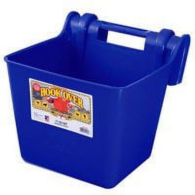 UPC: 0084369153263 | Little Giant Plastic Hook Over Feeder (Blue) Heavy Duty Mountable Livestock & Pet Feed Bucket (15 Quart) (Item No. HF15BLUE)