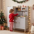 thumbnail image 6 of TLSUNNY Kids Wooden Play Kitchen, with Realistic Lights & Sound, Sink, Stove,  Microwave & Phone, Toddler Toy Gift, 6 of 9