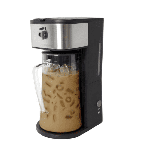 Iced Coffee Maker or Iced Tea Maker Includes an Infusion Tube to Customize the Flavor with Permanent Filter, Features Auto Shut-Off, 2.75-Quart, Black