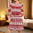 thumbnail image 5 of Dvprdro Christmas Nightgowns for Women Long Sleeve Cozy Sleepwear Loungewear Trendy Printed Zip-up Pajama Robe with Pockets, 5 of 5
