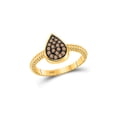 thumbnail image 1 of 10kt Yellow Gold Womens Round Brown Diamond Teardrop Cluster Ring 1/5 Cttw, 1 of 1