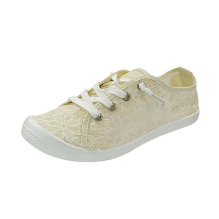 

TOYFUNNY Womens Lace Canvas Shoes Comfort Flat Shoes Loafers Shoes