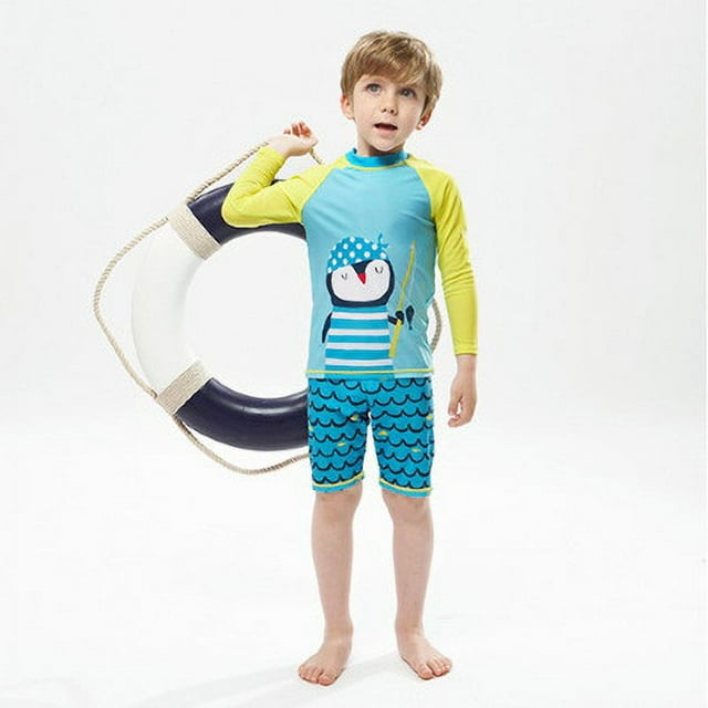 Traje de baño grande para niños y niñas de 2 a 12 años, conjunto de traje de baño a la moda para nadar, surfear, Tops + Pantalones, traje de entrenamiento para niños NoCap 2 uds