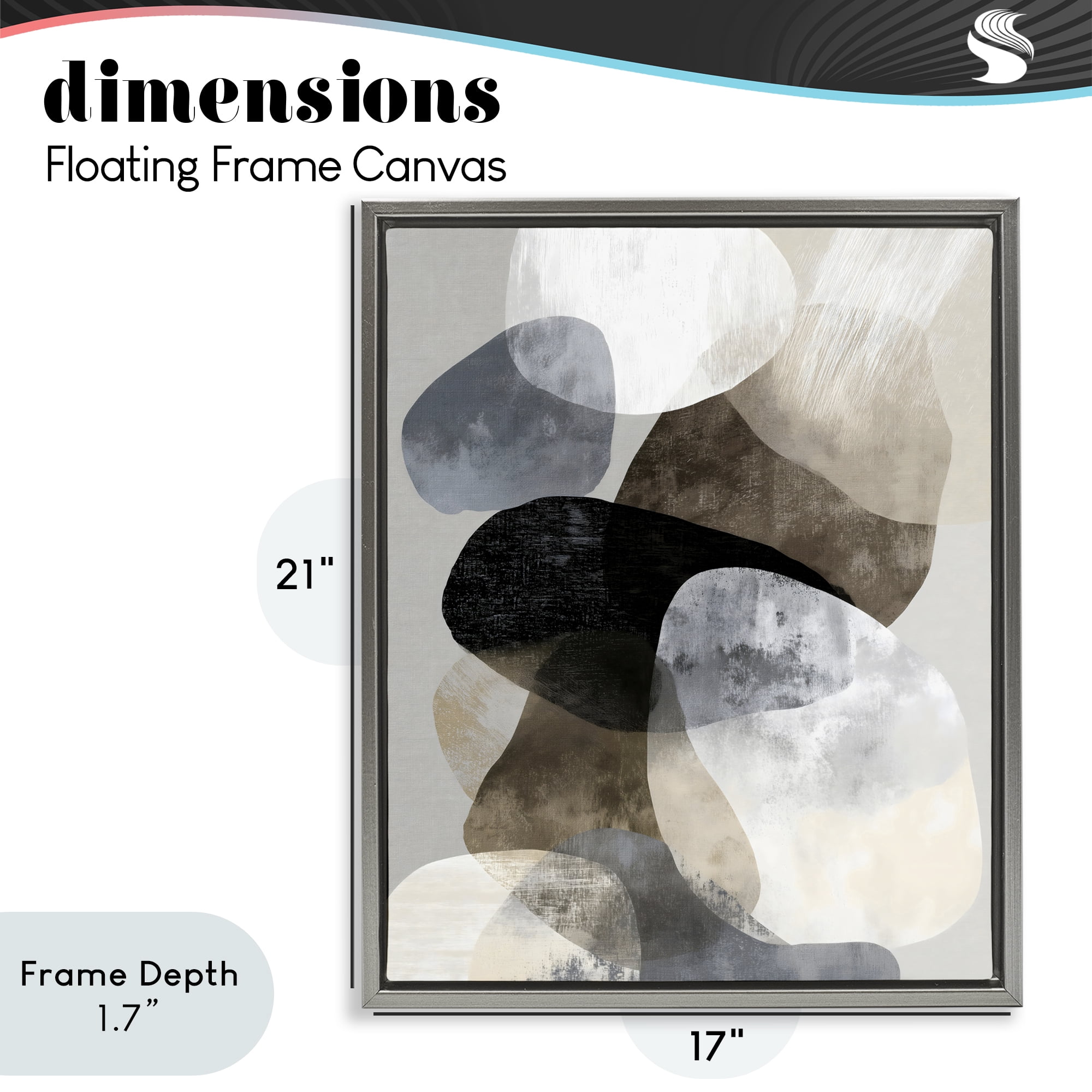 Stupell Industries Thoughts In Muted Layers Gray Framed Floater Canvas Wall Art, design by Ink Drop Loft