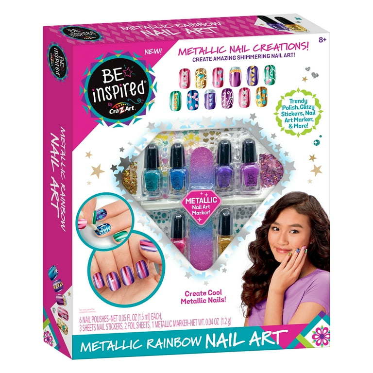 Be Inspired Metallic Rainbow Nail Polish Set, Metallic Nail Art