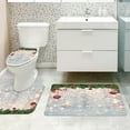 thumbnail image 3 of 4pcs Christmas Shower Curtain Sets with Non-Slip Rugs Toilet Lid Cover and Bath Mat Xmas Shower Curtain Sets Winter Wonderland Snowflake Pine Tree Leaves Shower Curtain for Bathroom Decor, 3 of 6