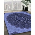 thumbnail image 3 of Ahgly Company Machine Washable Indoor Round Transitional Light Slate Blue Area Rugs, 4' Round, 3 of 7