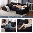 thumbnail image 6 of Capri 110" Cloud Couch, U Shaped Teddy Fleece Sofa Set, Modular Sleeper Sectional Sofa with Double Chaise for Living Room, Black, 6 of 12