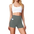 thumbnail image 2 of Domuza High Waisted Biker Shorts for Women Tummy Control Fitness Athletic Workout Running Yoga Gym Shorts Dark Gray 2XL, 2 of 4