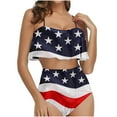 thumbnail image 2 of ZQUUVOU Womens High Waisted Bikini Sets Drawstring Tummy Control Swimsuits Crisscross Tie Back Swimsuit Set (A-Multicolor,XL), 2 of 5