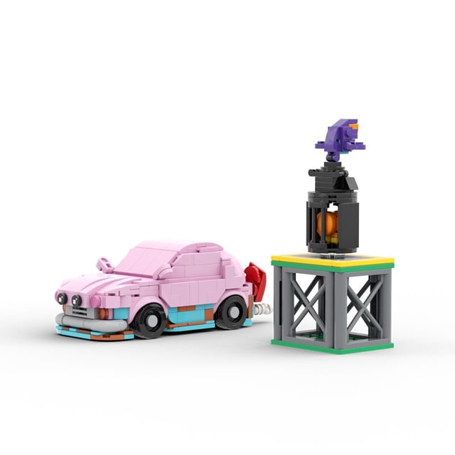 Bloques de construcción MOC Kirbyed Dream Land Car Mouth Waddle Deeed Pink Roadster, juego clásico de campeones de velocidad, juguetes de ladrillo para niños