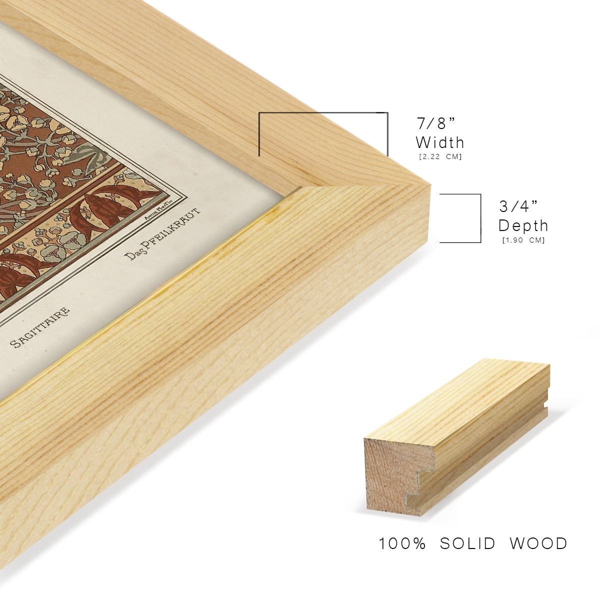 Nouveau Decorative II - Framed Print w/glass - Natural Wood