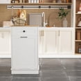 thumbnail image 6 of Trash Cabinet Double Tit Out Trash Bin, Dog Proof Hideaway Tilt Out Double Trash Can Holder with Two Drawers, Free Standing Recycling Cabinet for Kitchen Living Room White Double Door Black, 6 of 12
