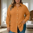 thumbnail image 2 of Inleife Plus Size Women's Long Sleeve Button Down Shirts with Classic Collar And Functional Pockets Orange XXL, 2 of 5