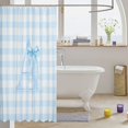 thumbnail image 3 of Manfei Blue Monogrammed A Design Shower Curtain 72Wx72L,Geometric Grid Print Bathroom Curtain, 3 of 5
