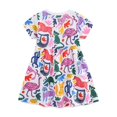 thumbnail image 4 of Penkiiy Toddler Girls Short Sleeve Casual Dress Summer Spring Cartoon Appliques Playwear Basic Shirt Jersey Dresses 5 Years White, 4 of 5