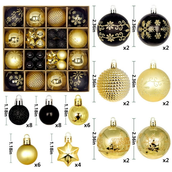 YHAJDS 44PCS Christmas Ball Ornaments 1.18/2.36in Shatterproof Xmas Bulbs Christmas Ornaments Set Xmas Tree Balls Hanging Balls for Wedding Holiday Halloween Party Decor Christmas Wreath Ornaments