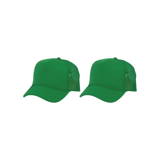 Top Headwear Men's Blank Rope Trucker Foam Mesh Plain Kelly Green
