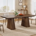 thumbnail image 5 of Finmind 63 inch Farmhouse Dining Table for 4-6 People, Modern Wooden Rectangular Kitchen Table for Dining Room, Kitchen, Rustic Brown, 5 of 7