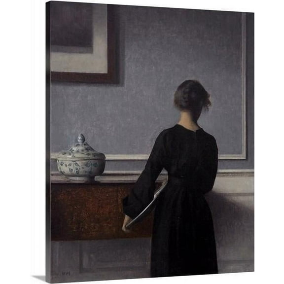 Interior with Young Woman Seen from the Back by Vilhelm Hammershoi Canvas